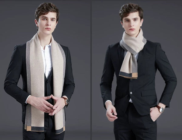Modern Wool Scarf for Men, Modern Casual Scarf Men, Men's Winter Scarf, Formal Men Scarf Styles, Men's Wool Scarf Winter, Business Wool Scarf for Gentleman-Grace Painting Crafts