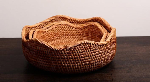 Small Rattan Baskets, Round Storage Basket, Woven Storage Baskets, Kitchen Storage Baskets, Storage Baskets for Shelves-Grace Painting Crafts