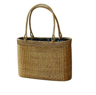 Indonesia Handmade Rattan Handbag, Woven Rattan Handbag, Natural Fiber Handbag, Small Rustic Handbag for Outdoor-Grace Painting Crafts