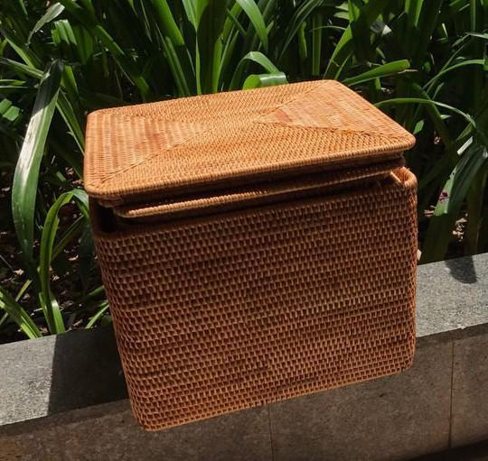 Large Woven Storage Baskets, Rectangular Storage Basket with Lid, Rattan Storage Baskets, Storage Baskets for Living Room, Storage Basket for Bedroom-Grace Painting Crafts