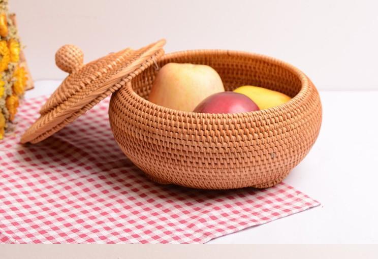 Lovely Hand Woven Storage Basket, Natural Round Basket For Home Decor, Handmade Wicker Fruit Holder