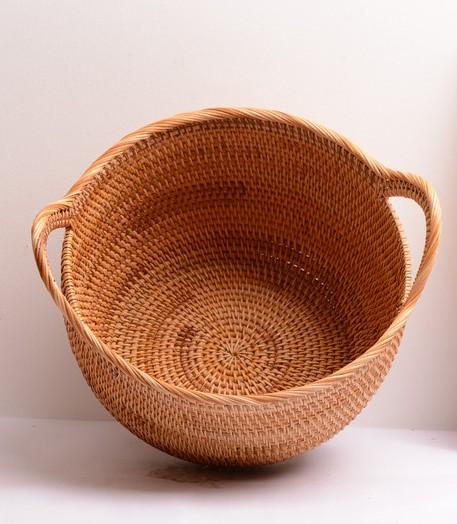 Woven Storage Basket, Kitchen Storage Basket, Large Rattan Basket, Kitchen Storage Ideas, Round Storage Basket-Grace Painting Crafts
