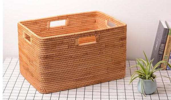 Large Laundry Storage Basket for Clothes, Rectangular Storage Basket, Rattan Baskets, Storage Baskets for Bedroom, Storage Baskets for Shelves-Grace Painting Crafts