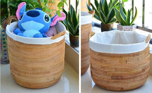 Extra Large Rattan Storage Baskets, Oversized Laundry Storage Baskets, Round Storage Baskets, Storage Baskets for Clothes, Storage Baskets for Bathroom-Grace Painting Crafts