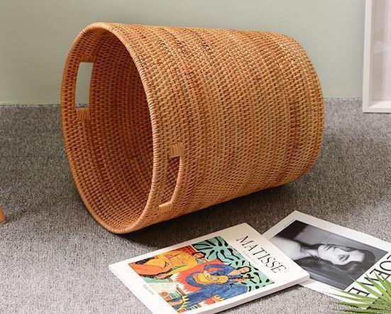Storage Basket for Bathroom, Large Rattan Storage Basket, Laundry Round Storage Basket, Woven Storage Baskets-Grace Painting Crafts