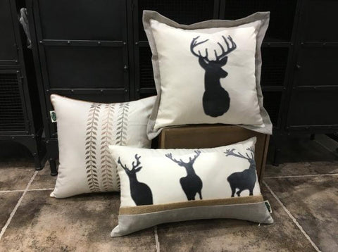 Embroider Elk Cotton Pillow Cover, Decorative Throw Pillow, Sofa Pillows, Home Decor-Grace Painting Crafts