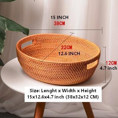 Large Rattan Storage Basket, Round Storage Basket for Pantry, Storage Baskets for Kitchen, Woven Storage Basket-Grace Painting Crafts