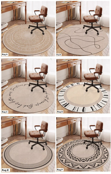 Round Rugs under Coffee Table, Geometric Modern Rug Ideas for Living Room, Circular Modern Rugs under Dining Room Table, Modern Round Rugs for Bedroom-Grace Painting Crafts