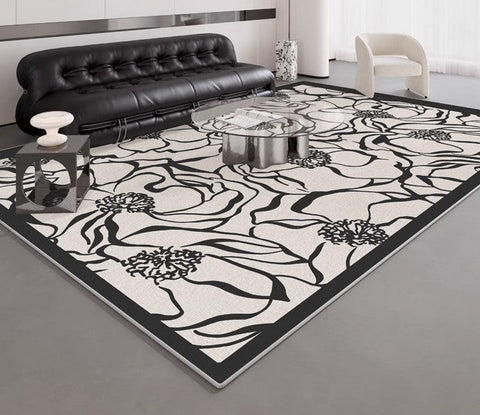 Modern Rugs for Living Room, Flower Pattern Contemporary Modern Rugs, Abstract Contemporary Rugs Next to Bed, Modern Rugs for Dining Room-Grace Painting Crafts