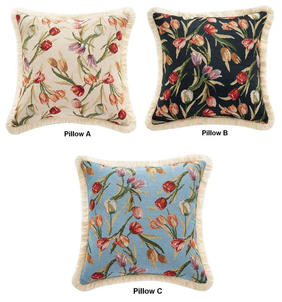 Decorative Sofa Pillows for Couch, Tulip Flower Pillow Covers, Large Flower Decorative Pillows for Bedroom, Farmhouse Decorative Pillows-Grace Painting Crafts