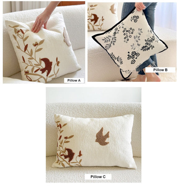 Decorative Pillows for Couch, Square Decorative Pillow Covers, Farmhouse Decorative Pillows for Sofa, Spring Swallow Decorative Pillows for Bedroom-Grace Painting Crafts