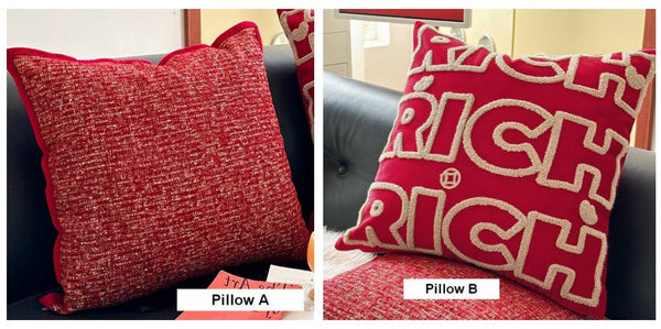 Modern Decorative Pillows for Interior Design, Contemporary Modern Sofa Pillow Covers, Red Square Modern Throw Pillows for Couch-Grace Painting Crafts