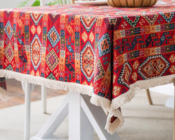 Bohemian Rectangular Tablecloth for Oval Table, Oriental Rectangular Table Covers for Coffee Table, Large Modern Linen Tablecloths-Grace Painting Crafts