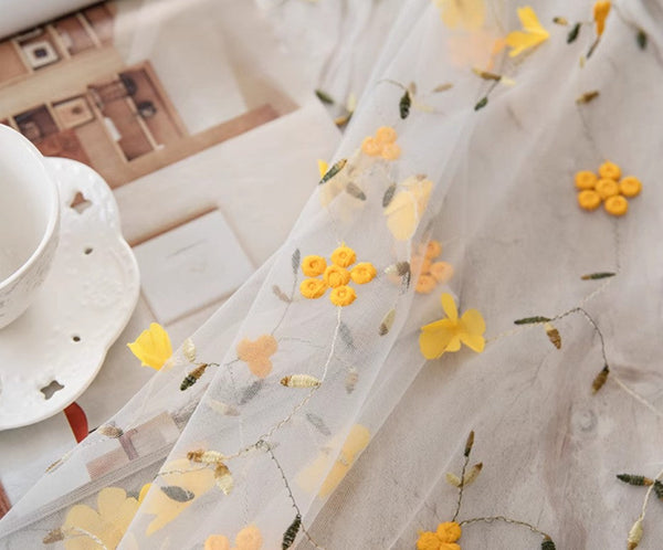 Yellow Flower Lace Tablecloths, Extra Large Rectangular Tablecloth for Oval Table, Lace Embroidered Table Covers, Rectangular Table Covers for Coffee Table-Grace Painting Crafts
