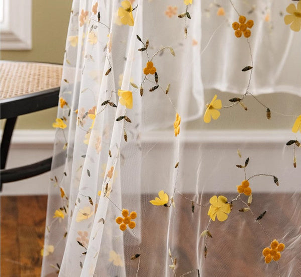 Yellow Flower Lace Tablecloths, Extra Large Rectangular Tablecloth for Oval Table, Lace Embroidered Table Covers, Rectangular Table Covers for Coffee Table-Grace Painting Crafts