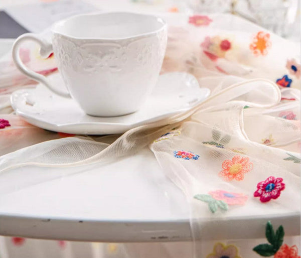 Extra Large Rectangular Tablecloth for Oval Table, Spring Flower Lace Tablecloths, Lace Embroidered Table Covers, Rectangular Table Covers for Coffee Table-Grace Painting Crafts