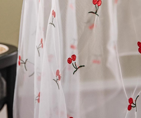 Extra Large Rectangular Tablecloth for Oval Table, Rectangular Table Covers for Coffee Table, Cherry Lace Tablecloths, Lace Embroidered Table Covers-Grace Painting Crafts