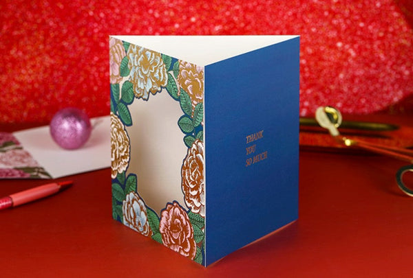 Blue Flower Greeting Cards, Beautiful Greeting Cards to Friends, Creative Birthday Greeting Card, Original Handmade Greeting Cards-Grace Painting Crafts