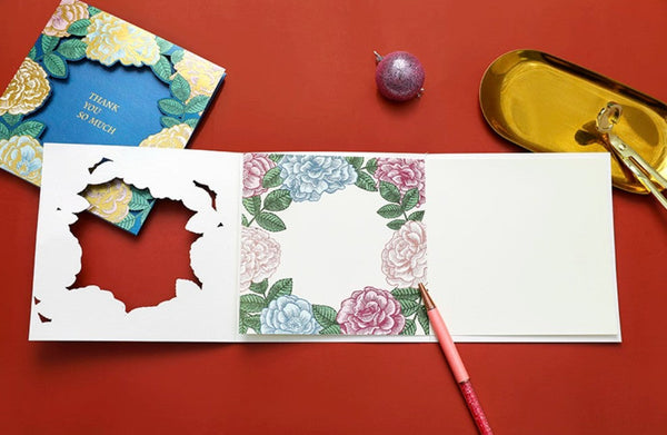 Blue Flower Greeting Cards, Beautiful Greeting Cards to Friends, Creative Birthday Greeting Card, Original Handmade Greeting Cards-Grace Painting Crafts