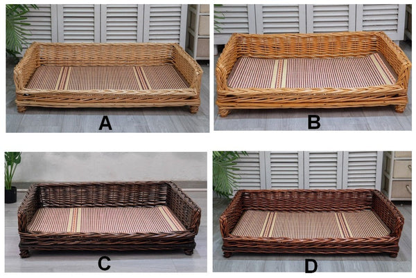 Large Hand Woven Rattan Cat Beds, Extra Large Natural Wicker Dog Bed with Washable Cushion for Indoor Cats and Dogs-Grace Painting Crafts