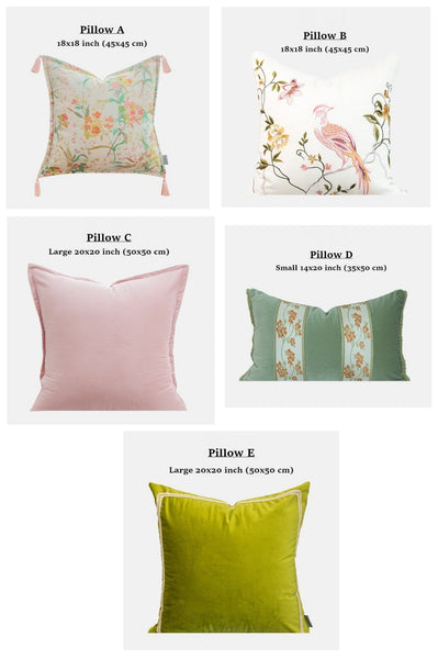 Embroidered Floral Bird Pattern Pillow Covers, Living Room Decorative Pillows, Modern Decorative Cushions, Decorative Pillows for Bed, Decorative Pillow Arrangement Ideas for Interior Design-Grace Painting Crafts