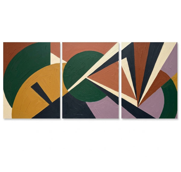 Modern Paintings for Mid Century Living Room, Multi Panel Canvas Paintings, Geometric Abstract Art-Grace Painting Crafts