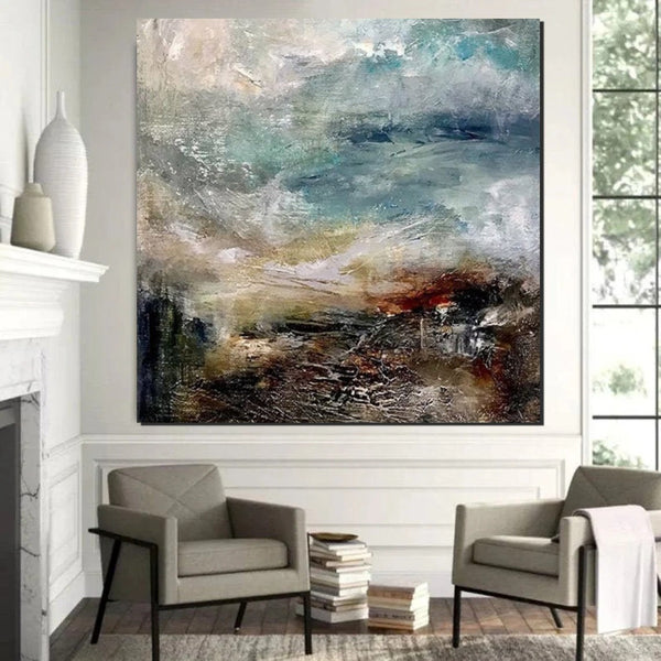 Modern Contemporary Abstract Artwork, Extra Large Wall Art Paintings, Acrylic Painting for Dining Room, Palette Knife Painting, Heavy Texutre Wall Art-Grace Painting Crafts