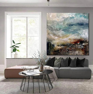 Modern Contemporary Abstract Artwork, Extra Large Wall Art Paintings, Acrylic Painting for Dining Room, Palette Knife Painting, Heavy Texutre Wall Art-Grace Painting Crafts