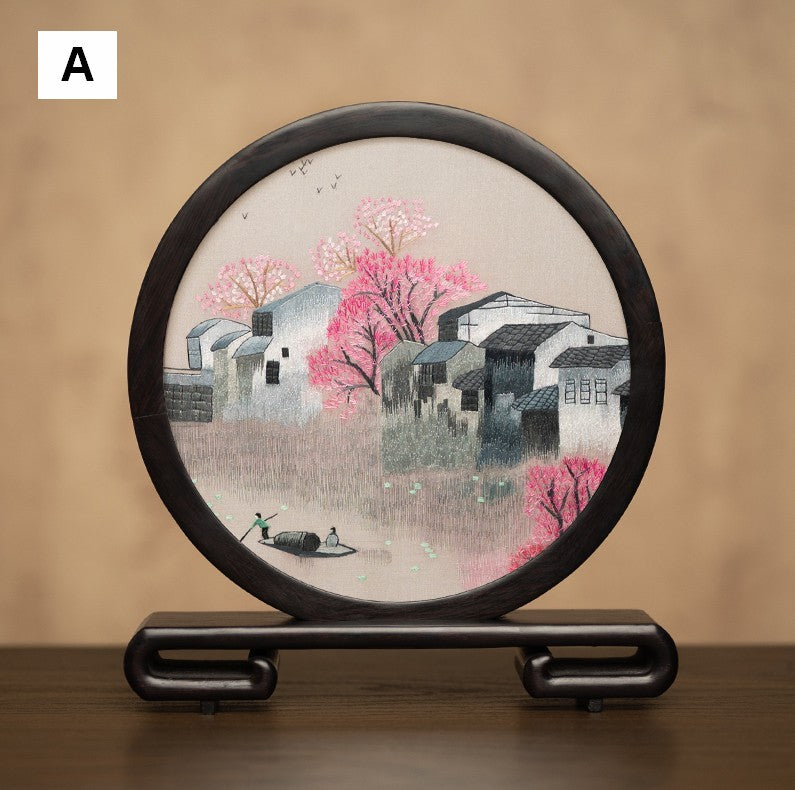 Traditional Chinese Suzhou Embroidery Ornament, Premium Souvenir, Exclusive Business Present Panda Embroidered Decor, Unique Birthday Gift-Grace Painting Crafts