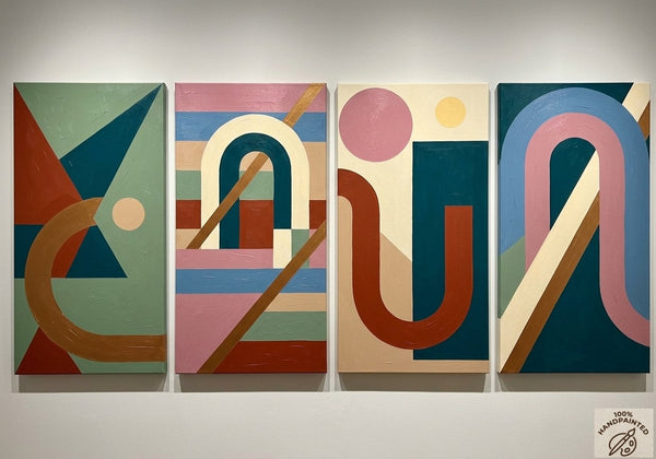Hand Painted Canvas Art, Multi Panel Wall Painting, Modern Contemporary Paintings, Geometric Abstract Paintings