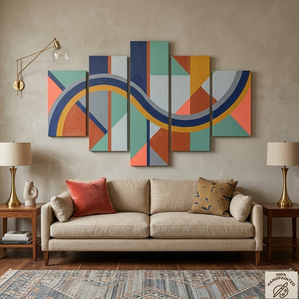 Modern Wall Art Paintings, Colorful Abstract Paintings, Hand Painted Acrylic Art, Geometric Canvas Art-Grace Painting Crafts