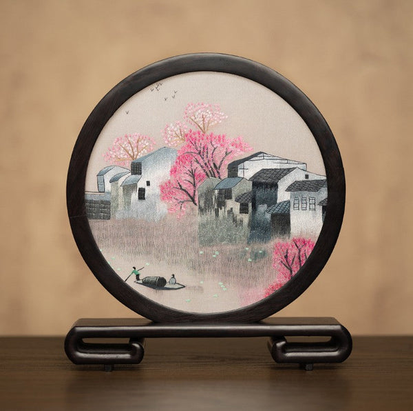 Traditional Chinese Suzhou Embroidery Ornament, Premium Souvenir, Exclusive Business Present Panda Embroidered Decor, Unique Birthday Gift-Grace Painting Crafts