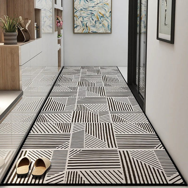 Geometric Modern Long Hallway Runners, Long Hallway Runners, Non Slip Entryway Runner Rug Ideas, Contepmorary Runner Rugs, Extra Long Narrow Runner Rugs-Grace Painting Crafts