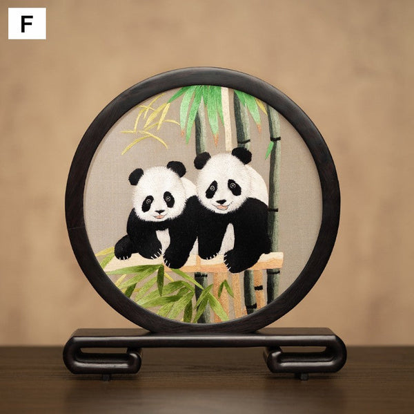 Unique Birthday Gift, Exclusive Business Present Panda Embroidered Decor, Traditional Chinese Suzhou Embroidery Ornament, Premium Souvenir-Grace Painting Crafts