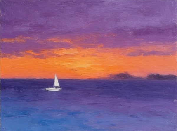 Hand Painted Canvas Art, Quiet Evening Seaview, Original Seascape Paintings, Original Oil Paintings, Buy Small Paintings Online, Small Canvas Artwork-Grace Painting Crafts