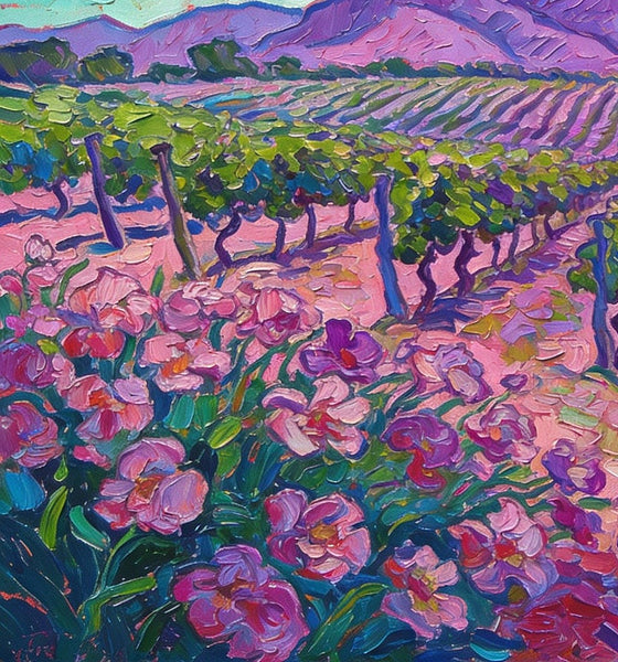 Vineyards at the Foot of the Mountain, Simple Painting Ideas, Landscape Canvas Paintings, Hand Painted Wall Art Paintings, Original Oil Paintings, Small Oil Paintings on Canvas-Grace Painting Crafts