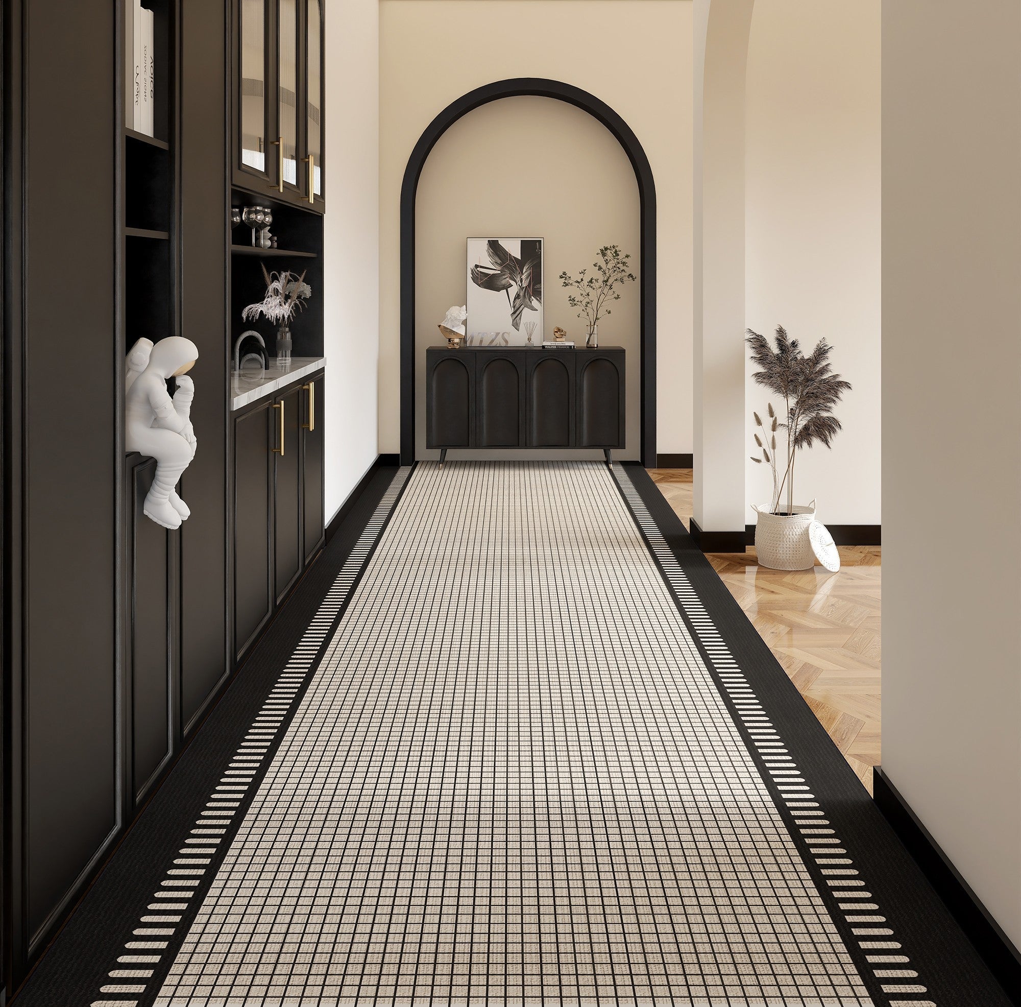 20 Feet Long Narrow Hallway Runners, 25 Feet Modern Long Hallway Runners, Abstract Entryway Runner Rugs, Entrance Hallway Runner Carpet-Grace Painting Crafts