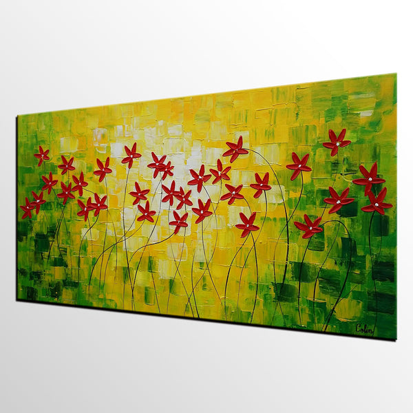 Flower Painting, Abstract Wall Art, Custom Canvas Art, Contemporary Artwork, Art on Canvas 269-Grace Painting Crafts