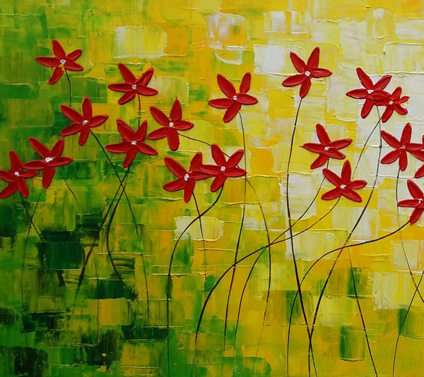 Flower Painting, Abstract Wall Art, Custom Canvas Art, Contemporary Artwork, Art on Canvas 269-Grace Painting Crafts