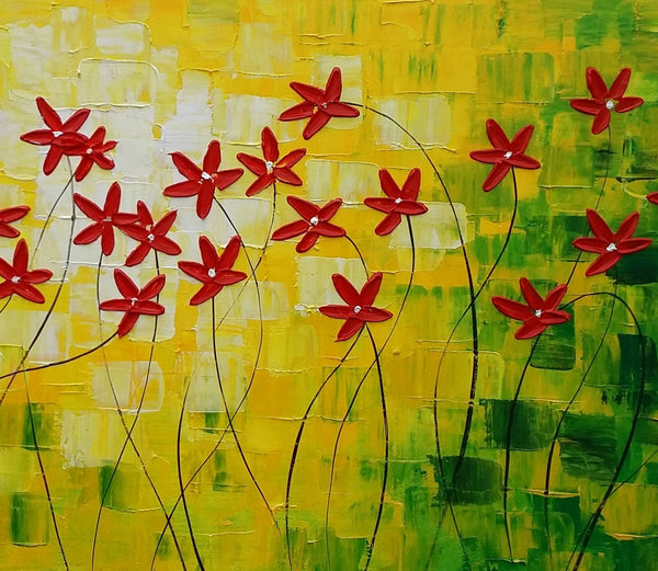 Flower Painting, Abstract Wall Art, Custom Canvas Art, Contemporary Artwork, Art on Canvas 269-Grace Painting Crafts