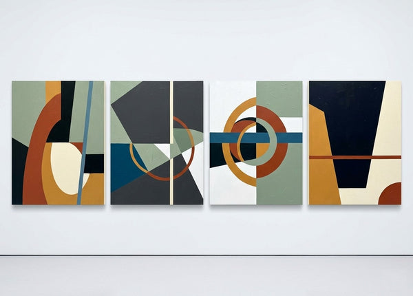 Large Multi Panel Wall Art, Original Acrylic Artwork, Abstract Geometric Art, Modern Canvas Art for Bedroom-Grace Painting Crafts