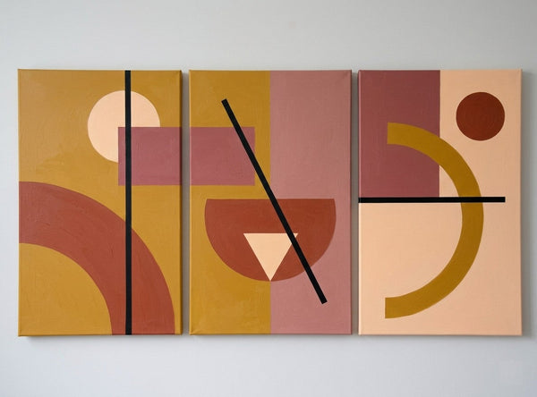 Extra Large Group Paintings for Living Room, Hand Painted Artwork, Geometric Abstract Paintings, Multi Panel Canvas Art