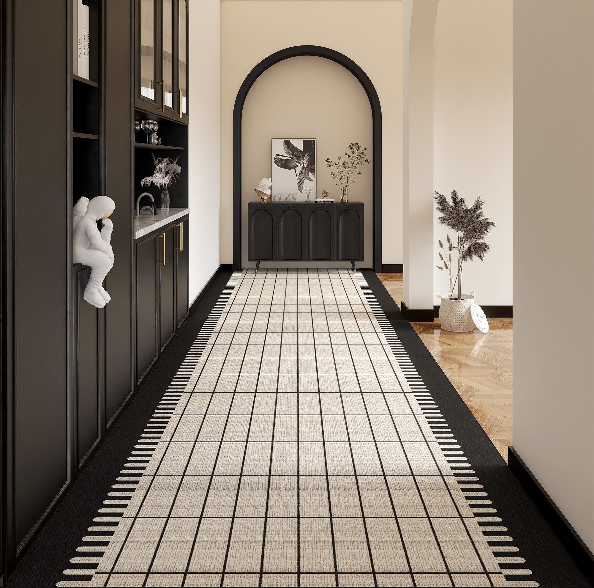 Non Slip Entryway Runner Rug Ideas, Extra Long Hallway Runners, 25 Feet Long Narrow Runner Rugs, Contepmorary Modern Long Hallway Runners-Grace Painting Crafts