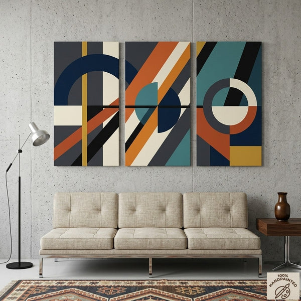 Hand Painted Canvas Art, Multi Panel Wall Painting, Modern Contemporary Paintings, Geometric Abstract Paintings-Grace Painting Crafts
