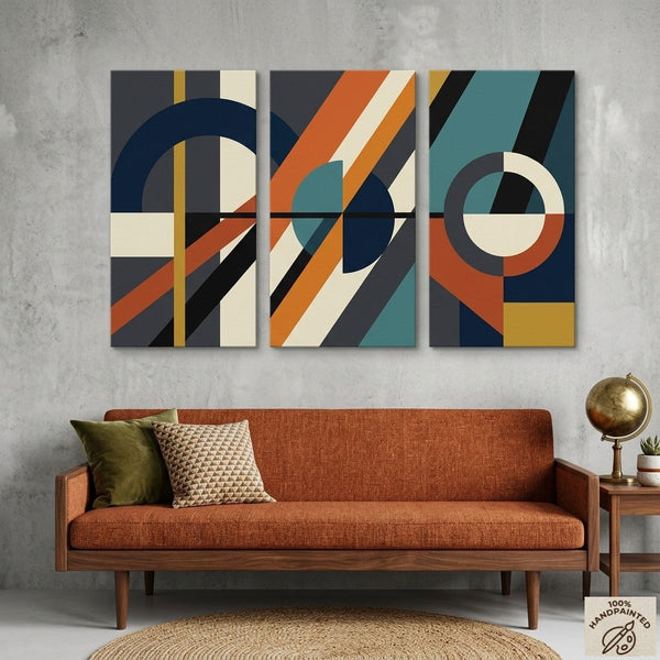 Hand Painted Canvas Art, Multi Panel Wall Painting, Modern Contemporary Paintings, Geometric Abstract Paintings-Grace Painting Crafts