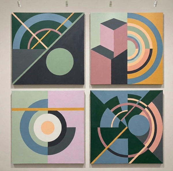 Multi Panel Canvas Paintings, Abstract Geometric Art, Modern Paintings for Living Room-Grace Painting Crafts