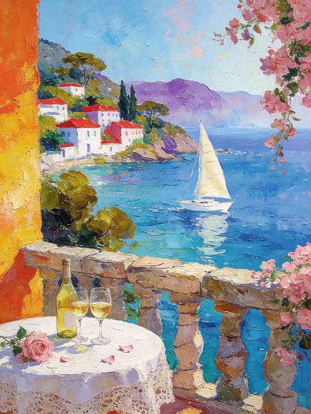 The Beauty of the Mediterranean Coast, Original Small Paintings on Canvas, Seashore Beach, Small Landscape Paintings, Palette Knife Impasto Paintings, Small Paintings on Canvas, Hand Painted Canvas Art-Grace Painting Crafts