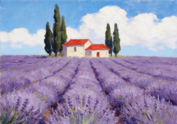 Summer Lavender Days, Original Oil Paintings, Hand Painted Canvas Art, Original Landscape Paintings, Small Canvas Wall Art Paintings, Buy Small Paintings Online-Grace Painting Crafts