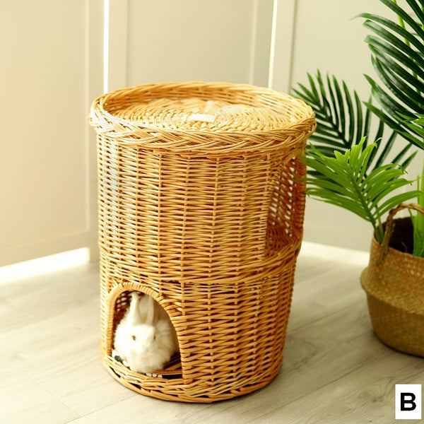 Triple-Layer Cat Bed, Large Cat House Basket with Washable Cushion for Indoor Cats and Dogs-Grace Painting Crafts