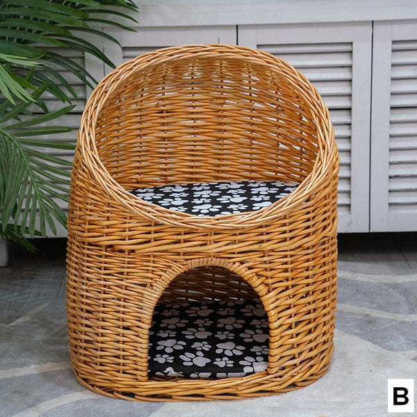 Double-Layer Cat Bed, Large Cat House Basket with Washable Cushion for Indoor Cats and Dogs-Grace Painting Crafts